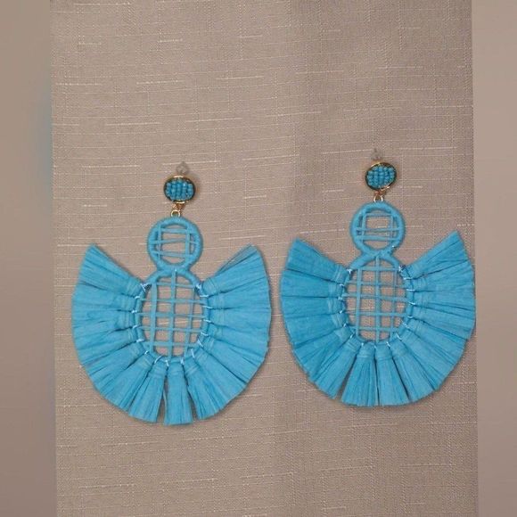 Vintage Style Boho Large Summer Raffia Earrings - Picture 5 of 5